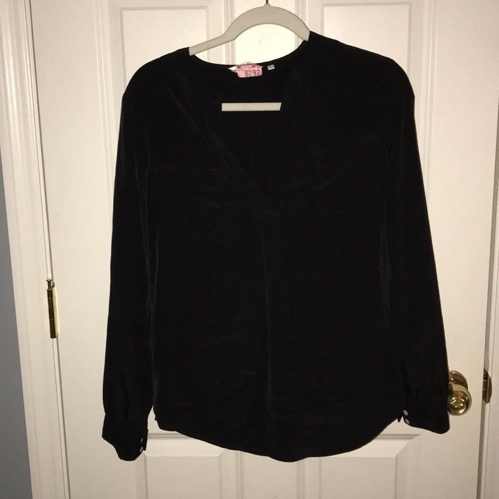 Zoa Black V-Neck Dress Blouse